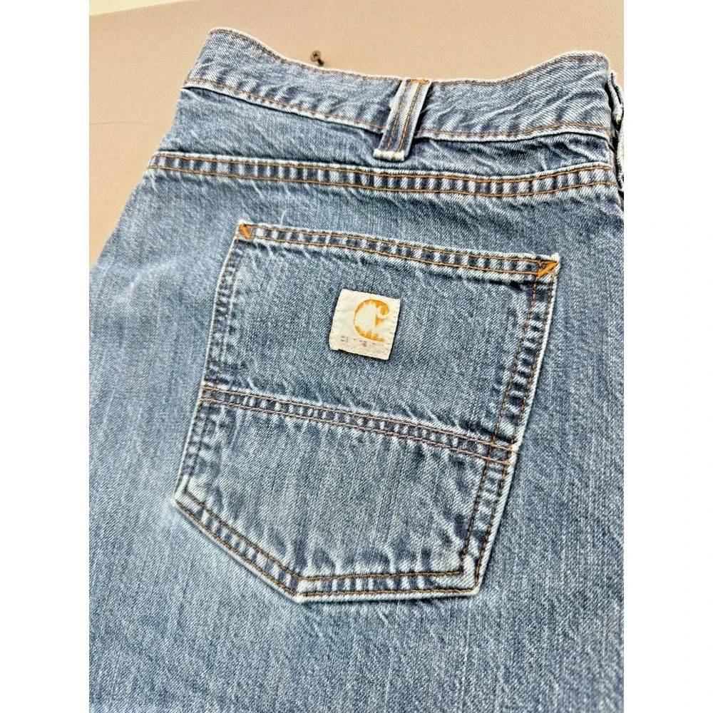Carhartt Men's Relaxed Fit Jeans Medium Wash Blue Denim Work Pants | 40x30